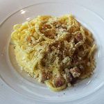 The insanely rich spaghetti carbonara at Lincolnâsee those fatty chunks of pancetta?